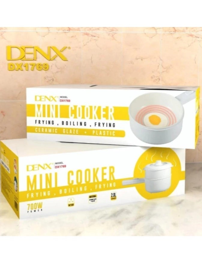 Denx 2L Electric Hot Pot With Steamer & Temperature Control, Non-Stick Electric Cooker Shabu Electric Skillet, Frying Pan, Electric Saucepan, For Noodles, Egg, Steak, Oatmeal And Soup - Image 3