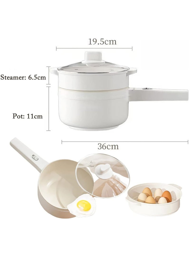 Denx 2L Electric Hot Pot With Steamer & Temperature Control, Non-Stick Electric Cooker Shabu Electric Skillet, Frying Pan, Electric Saucepan, For Noodles, Egg, Steak, Oatmeal And Soup - Image 5