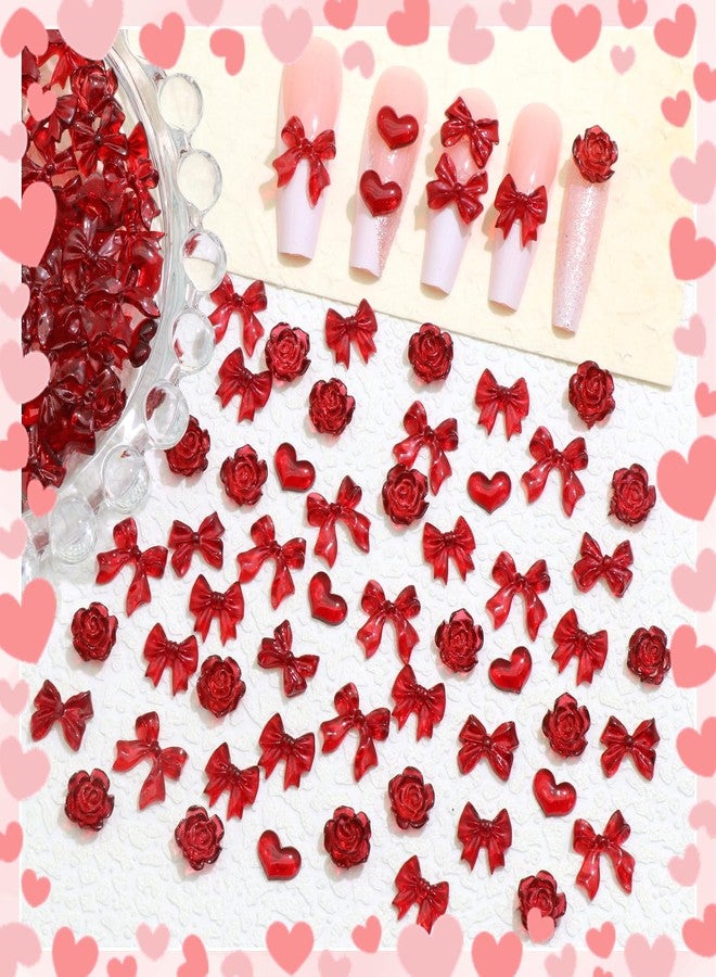 BELICEY 150Pcs Bow Nail Charms Assorted Red Acrylic Bow Heart Flower Charms for Nails 3D Cute Kawaii Nail Jewelry Decoration for Women Manicure DIY Crafts Accessories for Valentine‘s Day - Image 5