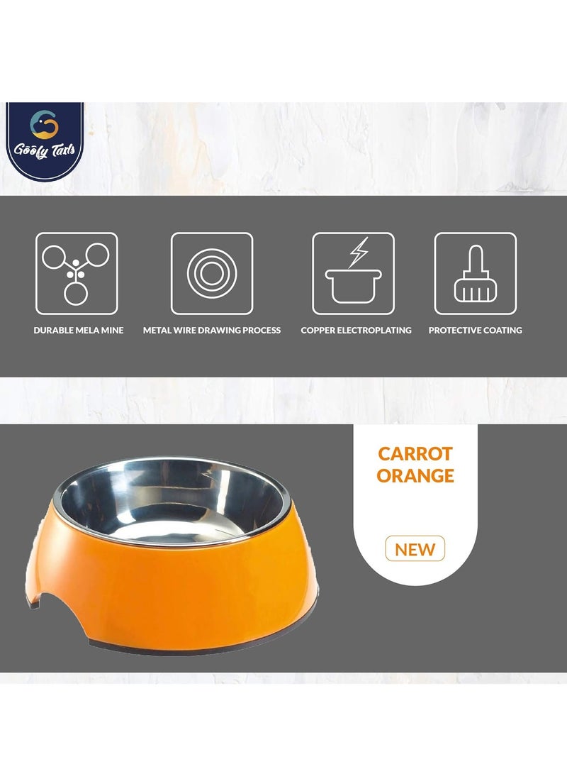 ELTRAZONE Colored Stainless Steel Anti-Skid Pet Bowls – Food Grade Water & Food Bowl for Dogs and Cats (XS-210ml, Orange) - Image 3