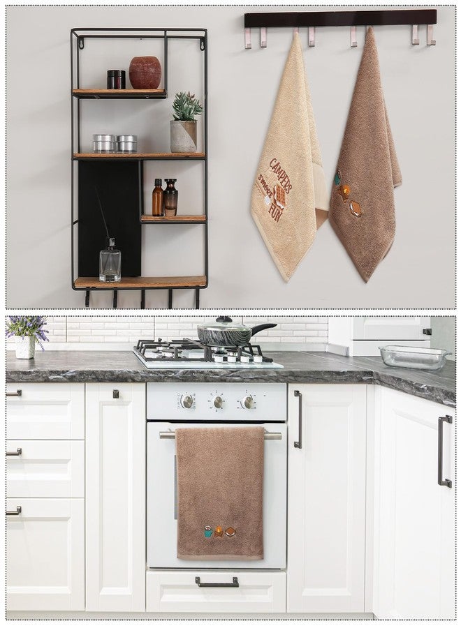 Mindsoft 2 Pack Camping Hand Towels for Bathroom 14 x 29 Inch Cotton Embroidered Farmhouse Camping Bathroom Decor Decorative Campfire Cocoa Camper Gift for Drying, Home and Hotel Decor - Image 4