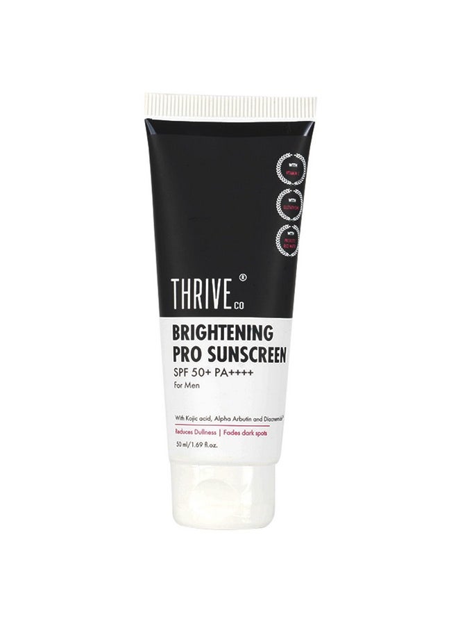 THRIVECO - Brightening Pro Sunscreen For Men | Spf 50+ Pa++++ | Kojic Acid, Vitamin C And Diacnemide™ | Reduces Dullness & Fades Dark Spots | Zero White Cast | Non-Sticky & Highly Absorbant | 50Ml - Image 1