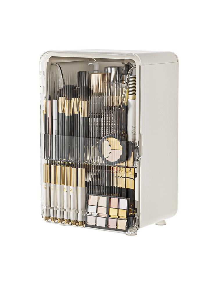 CityRiya-Long Makeup Organizer, Skincare Organizer, Cosmetic Storage Organizer,  Cosmetic Display Case,  Beauty Products Brushes Storage Case Desk Organizer, White Makeup Case for Vanity Bathroom Countertop  - Image 2