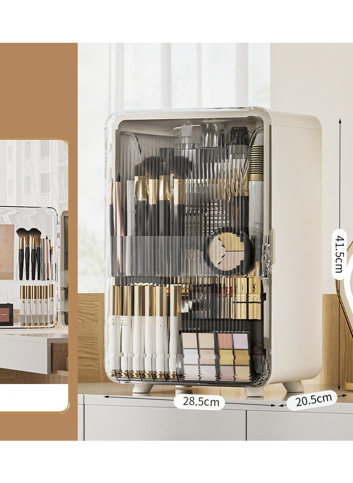 CityRiya-Long Makeup Organizer, Skincare Organizer, Cosmetic Storage Organizer,  Cosmetic Display Case,  Beauty Products Brushes Storage Case Desk Organizer, White Makeup Case for Vanity Bathroom Countertop  - Image 4