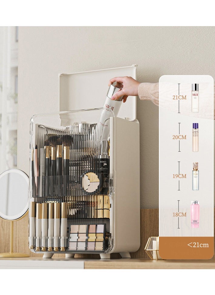 CityRiya-Long Makeup Organizer, Skincare Organizer, Cosmetic Storage Organizer,  Cosmetic Display Case,  Beauty Products Brushes Storage Case Desk Organizer, White Makeup Case for Vanity Bathroom Countertop  - Image 5