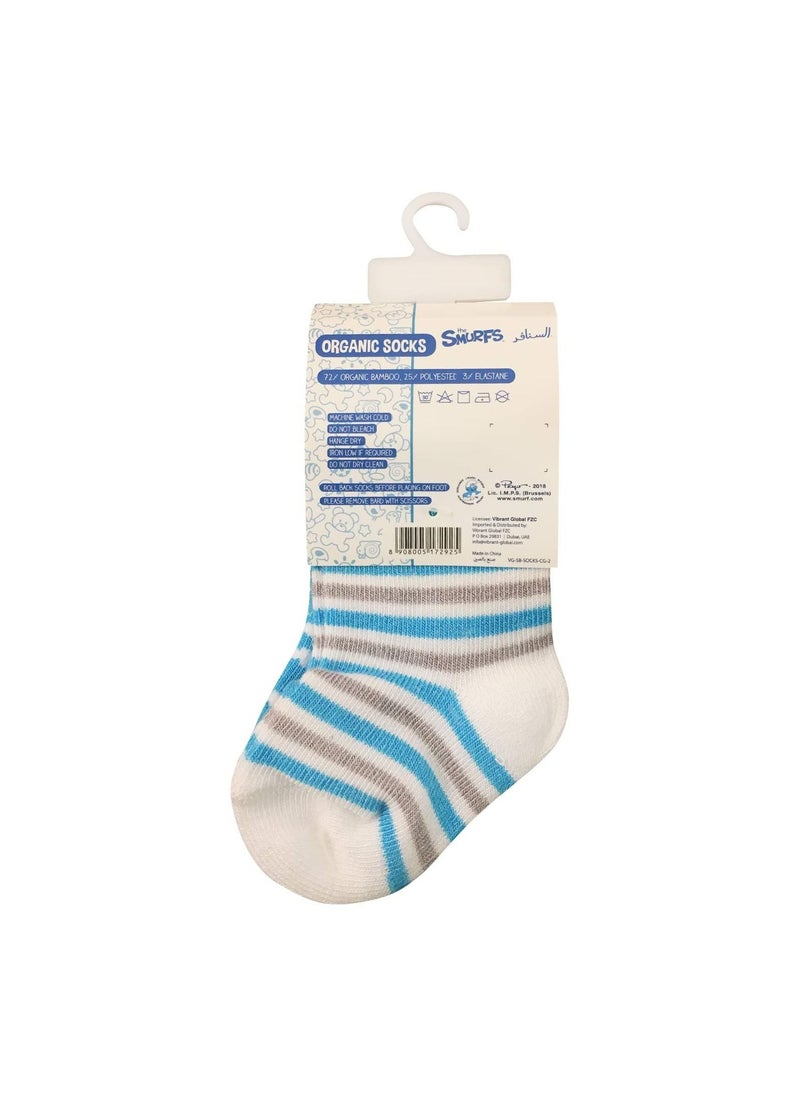 THE SMURFS Smurf Bamboo Cotton Sock - Printed (Pack Of 2) - Cyan/Grey 6-12M  - Image 2