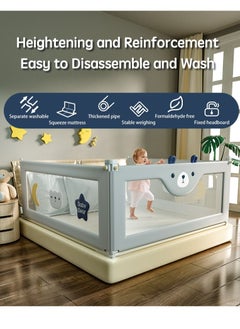 XiuWoo 1-Piece Toddler Bed Rail Guard Anti-Fall Height Adjustable and Folding Baby Bed Rail Guard Breathable Mesh with Double Safety Child Lock 1 Side 200CM  - Image 2