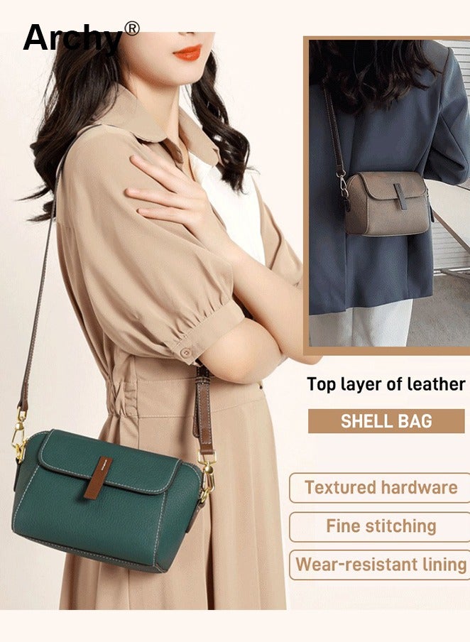 Archy Women's New Fashion Bags Soft Leather Simple Classic Crossbody Bag Double Layer Compartment - Image 4