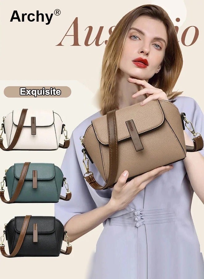 Archy Women's New Fashion Bags Soft Leather Simple Classic Crossbody Bag Double Layer Compartment - Image 5