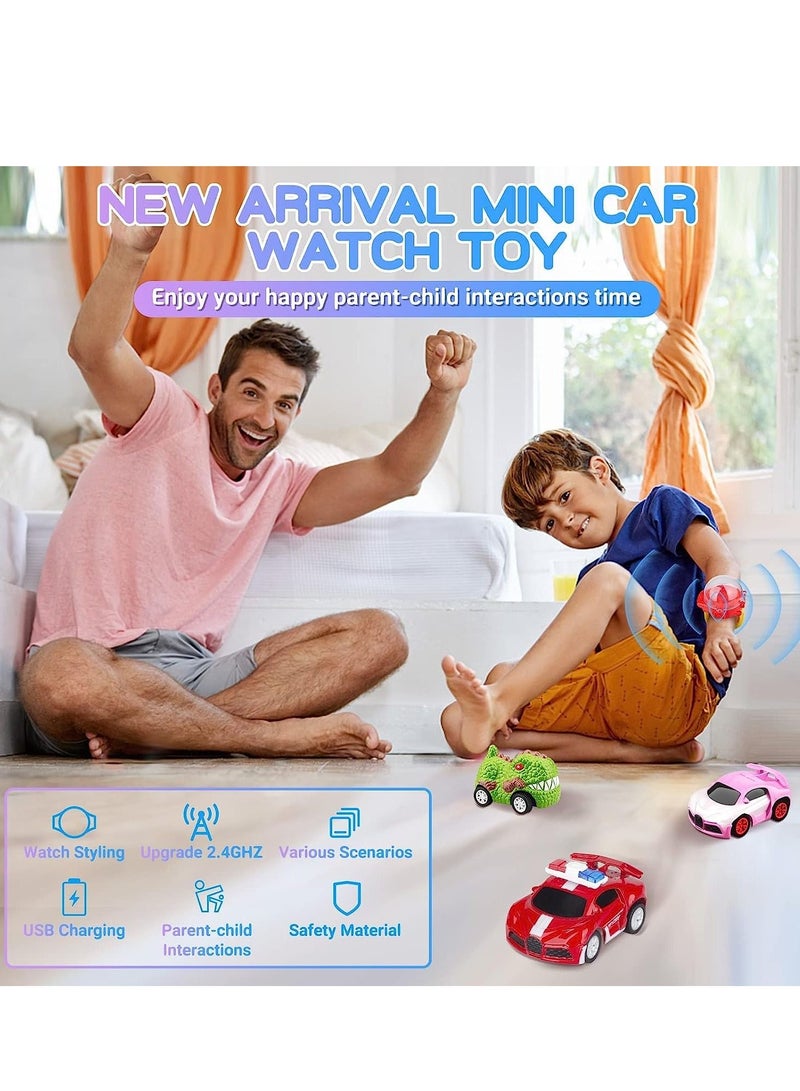 Watch Remote Control Car Toy, 2022 New Mini Remote Control Car Watch Toys, 2.4 GHz Cartoon RC Watch Racing Car, USB Charging Remote Control Car, Watch RC Car for Boys Girls Birthday Gift, Red - Image 5