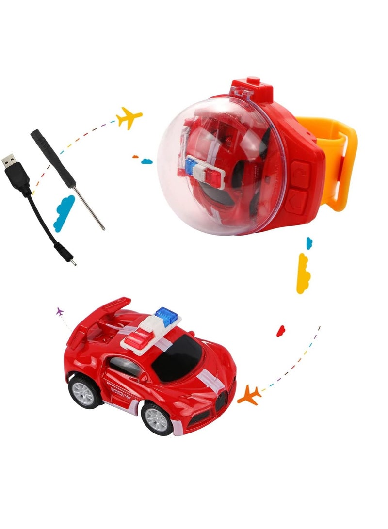 Watch Remote Control Car Toy, 2022 New Mini Remote Control Car Watch Toys, 2.4 GHz Cartoon RC Watch Racing Car, USB Charging Remote Control Car, Watch RC Car for Boys Girls Birthday Gift, Red - Image 1