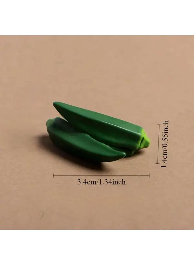 Okra 3pcs Rustic Miniature Basket With Artificial Vegetables Realistic Green DIY Party Decoration - Image 4