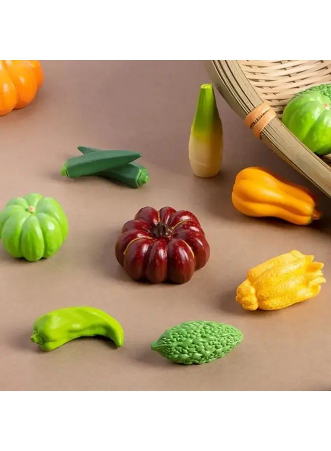 Okra 3pcs Rustic Miniature Basket With Artificial Vegetables Realistic Green DIY Party Decoration - Image 2