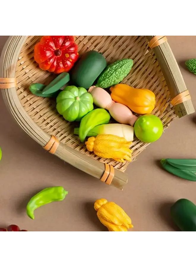 Okra 3pcs Rustic Miniature Basket With Artificial Vegetables Realistic Green DIY Party Decoration - Image 3