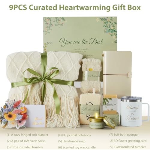 EVERMOW Basket Unique Women Gift Set Birthday Gift Box for Her or Girlfriend Wife Mother Best Friend Wife Coworker Thinking of You Self Care Spa Package - Image 3