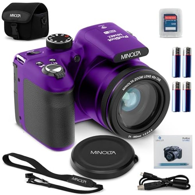 Minolta Mn40Z 20Mp Digital Camera  40X Optical Zoom, 1080P Fhd Video, 3.0" Lcd, Wi-Fi, Face/Smile/Blink Detection  Purple - Image 1