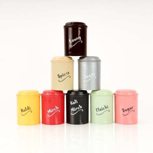 Clazkit مجموعة علب توابل بلاستيكية من Clazkit مكونة من 8 عبوات (كل منها 300 مل) | حاوية توابل خالية من BPA | منظم مطبخ بعلب متعددة الألوان للماسالا والسكر والمرچ والحلدي، قد يختلف اللون - Image 1
