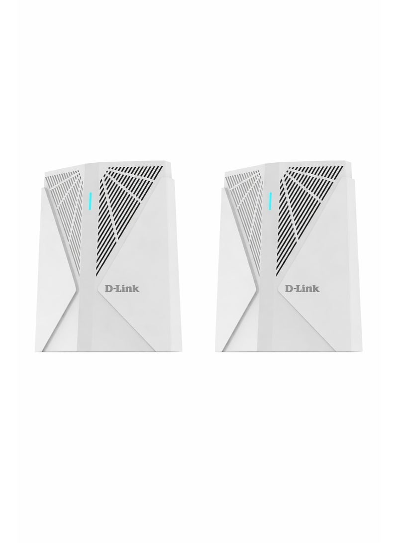 راوتر AX5400 اللاسلكي ثلاثي النطاق جيجابت، 2 منفذ جيجابت إيثرنت LAN، رباعي النواة 1.7GHz، التجوال الذكي، واي فاي 6E، 2.5Gbps WAN، تشفير WPA3 اللاسلكي، عبوة من 2، DIR-XE5480 (عبوة من 2) أبيض