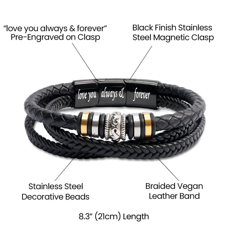 Larvincy To My Son Bracelet From Mom And Dad With Heartfelt Message & Elegant Box, Son Jewelry Gifts From Mother Father, Bracelets For Men On Birthday, Wedding, Father Day, Christmas & More - Image 4