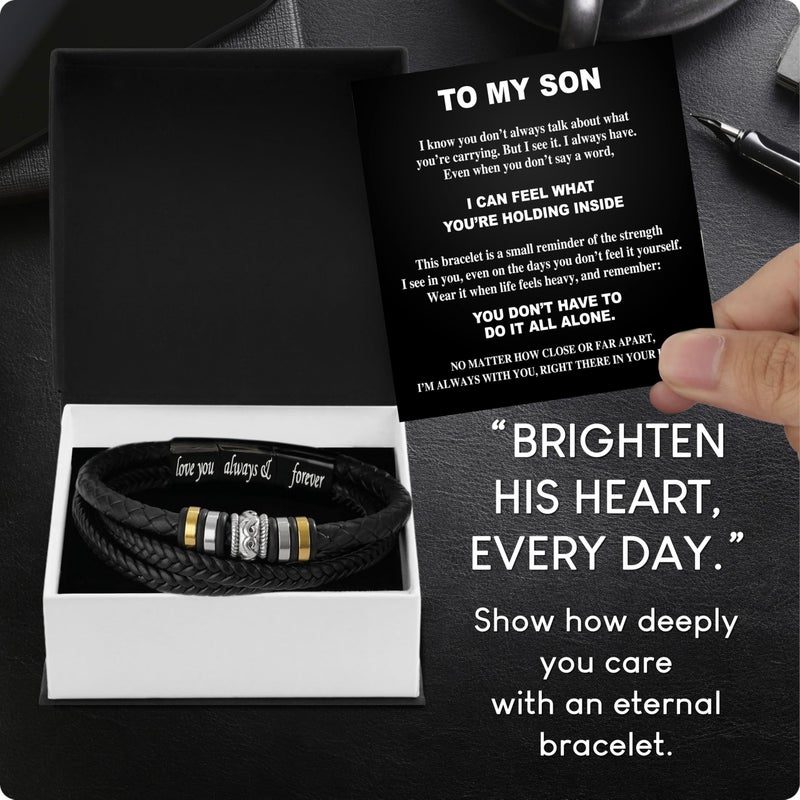 Larvincy To My Son Bracelet From Mom And Dad With Heartfelt Message & Elegant Box, Son Jewelry Gifts From Mother Father, Bracelets For Men On Birthday, Wedding, Father Day, Christmas & More - Image 2