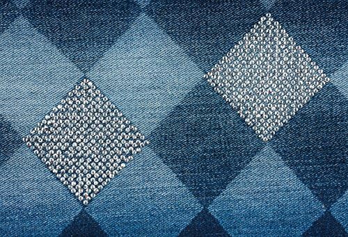 Laeacco Laeacco 7x5ft Photography Background Jeans Inlaid Rhinestone Photo Booth Props Diamond Denim Background Slant Lattice Square Clothes Backdrops for Photography Portraits Fashion Photo Backdrop  - Image 2