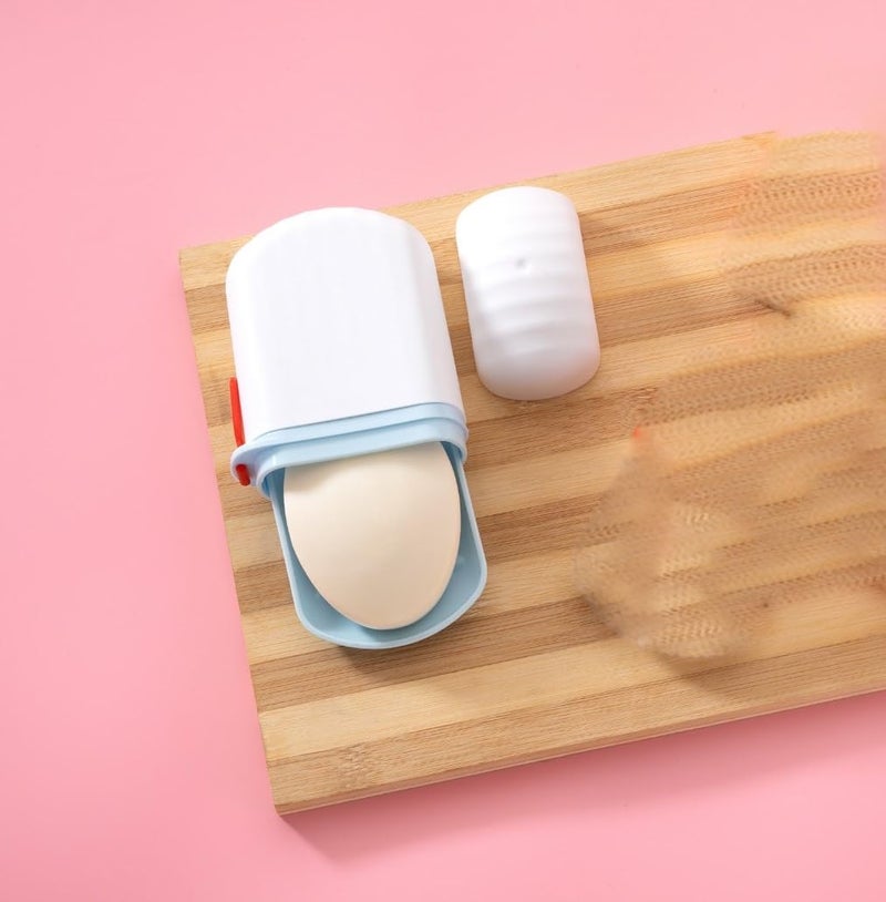 HAPPI Leakproof Travel Soap Case, Portable Plastic Soap Dish Box Cover with Draining Layer & Lid Travelling Soap Holder Bar for Bathroom Outdoor(Blue-White) - Image 2