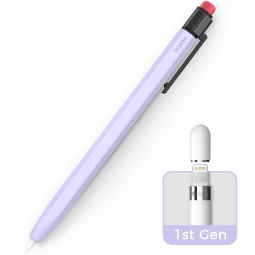 TRONWIN Apple Pencil 1st Generation Case Silicone Pencil Sleeve Cover Perfect Grip Skin Classic Design with Sturdy Clip Compatible with Apple Pencil 1st gen for ipad Lavender - Image 1