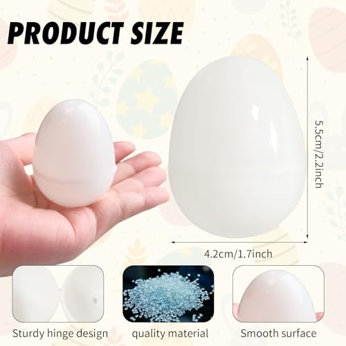 TANEMUDO 300 Pcs DIY Easter Eggs 17 x 22 Inch Fillable Blank White Empty Plastic Eggs Easter Basket Stuffers Bulk for Hunt Theme Party Favor Classroom Prize - Image 5