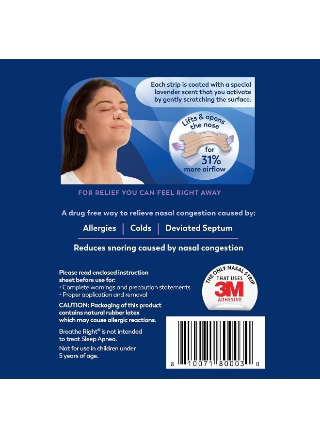 Breathe Right Nasal Strips for Snoring Relief – Calming Lavender Scent – 26 Count – Extra Strength, Drug-Free, Opens Nasal Passages for Better Breathing and Sleep – Non-Prescription - Image 5