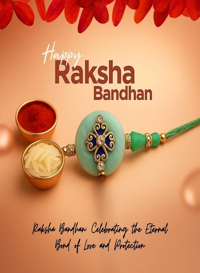 Sage Square Resin Rakhi for Bhai, Brother on Raksha Bandhan | Handmade Designer Resin Art, Thread, Beads & Emotional Bond | Rakhi Gift with Roli Chawal | Traditional Design | Festival Celebration (Type 3) - Image 2