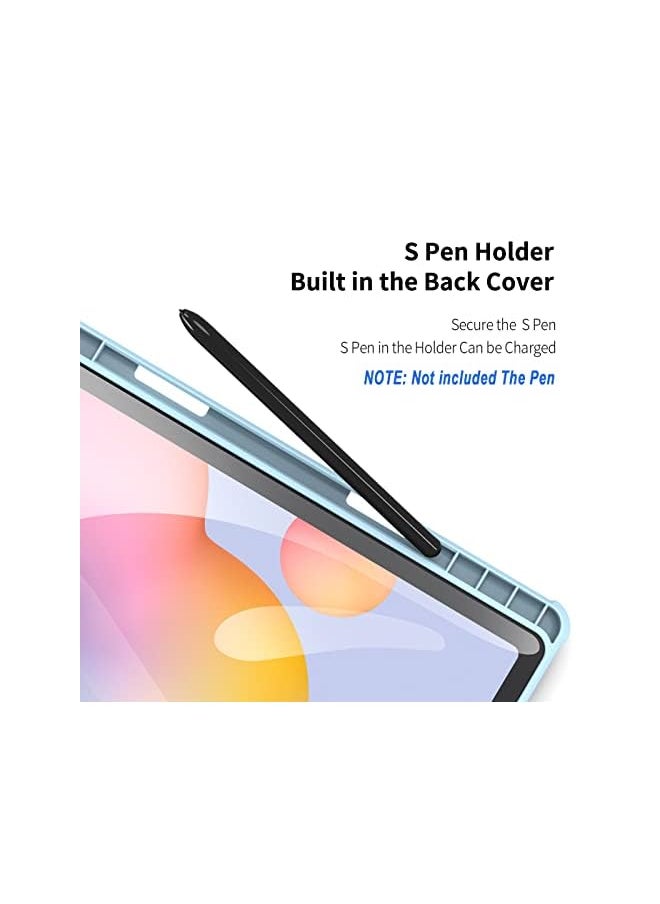 DUZZONA Case For Samsung Galaxy Tab S6 Lite 10.4 Inch 2022/2020 With S Pen Holder, Duzzona Clear Transparent Back Cover For S6 Lite 10.4 Inch Tablet (Sm-P610/P613/P615/P619), Auto Wake/Sleep, Blue  - Image 4