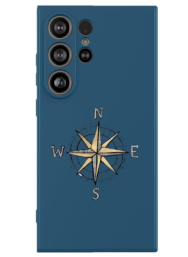 Theodor Protective Slim Fit Case Liquid Silicone Cover with Full Body Protection Anti-Scratch Shockproof Case For Samsung Galaxy S25 Ultra (Blue) - Compass - Image 1