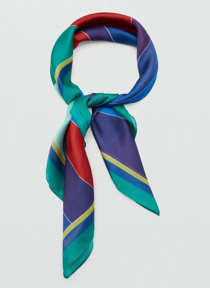مانجو Combined Striped Printed Scarf