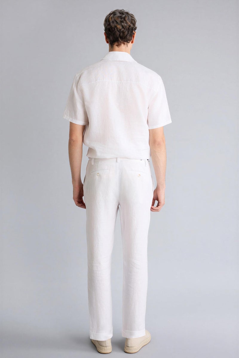 DeFacto White Man Relax Fit Linen Trousers Casual - Image 4
