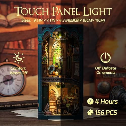 Cutefun Book Nook Kit DIY Miniature Dollhouse Kit 3D Wooden Puzzle for Adults Teens Crafts Gifts for Bookshelf Decor Darkness Common Room - Image 5