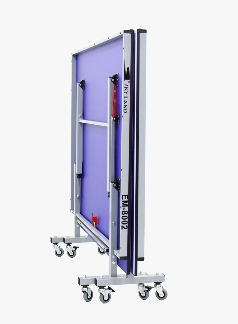 سكاي لاند طاولة تنس الطاولة بحجم رسمي EM-8002 | طاولة بينج بونج داخلية بتصميم قابل للطي | عجلات قفل كبيرة الحجم | محمولة ومضغوطة للمنزل أو المكتب أو الترفيه | طاولة تنس الطاولة مع الشبكة والمضارب مضمنة - Image 5