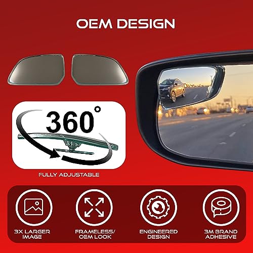 Utopicar Convex Blind Spot Mirrors 2 Pack - OEM Car Side Mirror Blindspot Eliminator Automotive Exterior Accessories - Adjustable Blind Spot Mirror - Universal Fit - Image 2
