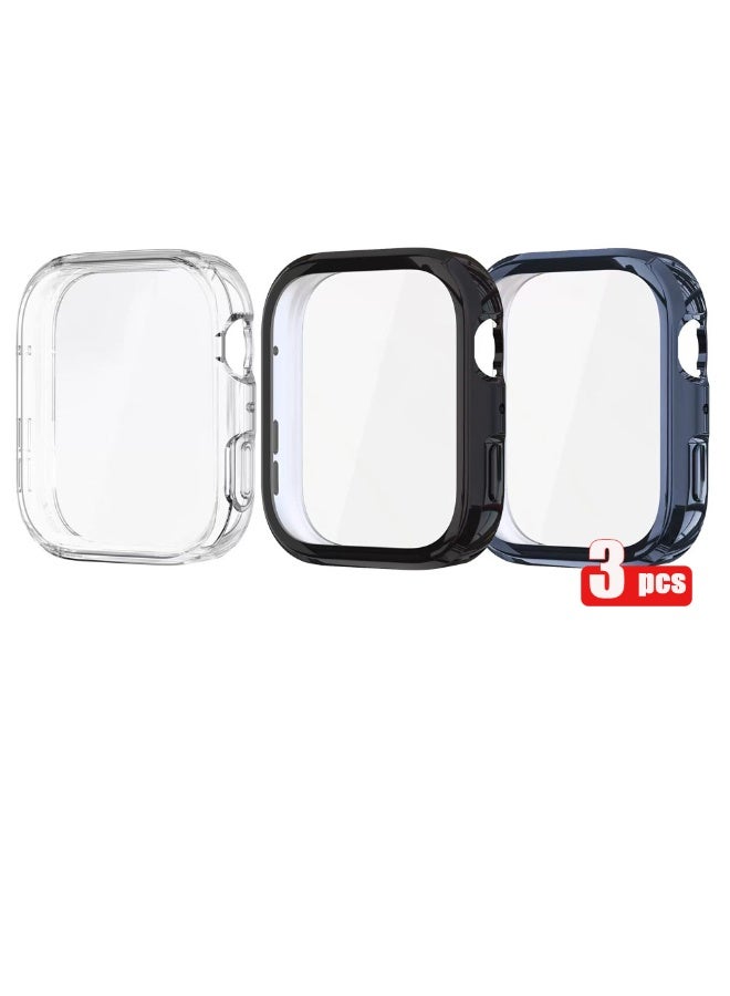AJKMEN 3 Pcs For Huawei Watch Fit5 case/cover TPU Screen Protector, Drop & Scratch Resistant Soft Rubber Full Shell (Clear/Black/blue) - Image 1