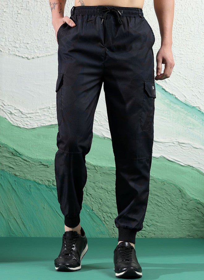 POPCULTR Men's Black Polyester Regular Fit Track Pants - Image 1