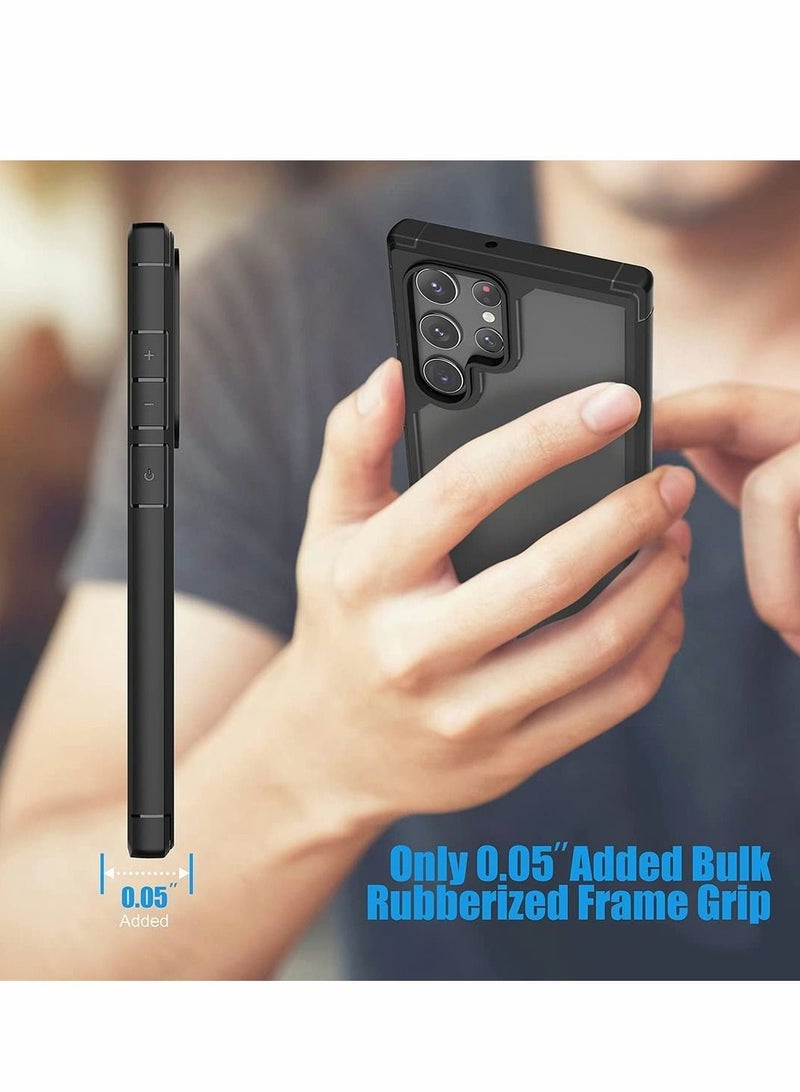 Y&D Designed for Samsung S22 Ultra Case,Excefore Clear Translucent Hard Back with Soft Bumper Edge Slim Protective Thin Phone Cover Compatible Galaxy 5G Case Black - Image 3