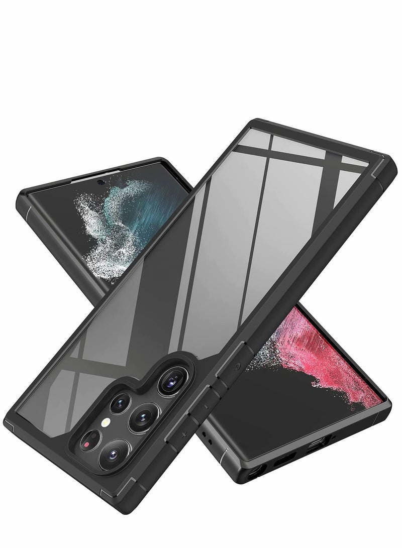 Y&D Designed for Samsung S22 Ultra Case,Excefore Clear Translucent Hard Back with Soft Bumper Edge Slim Protective Thin Phone Cover Compatible Galaxy 5G Case Black - Image 1