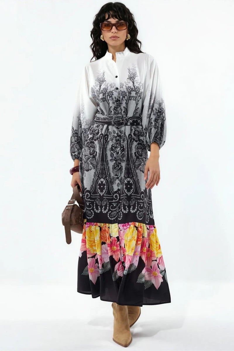 Jennyfer Floral Belted Midi Dress - Image 1
