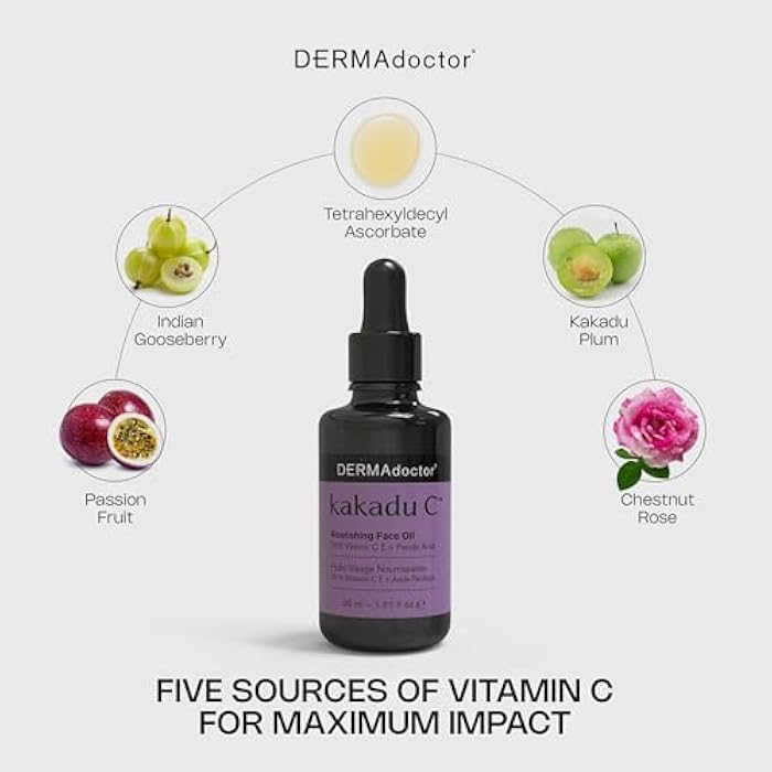 DERMAdoctor Night Face Oil Toner Anti-Aging Hydrating - 20% Vitamin C Ester, Vitamin E, Ferulic Acid, & Marula Oil for Face | Concentrated Vitamin-C Ester Facial Oils | Dermatologist Formulated - 1 Oz - Image 5