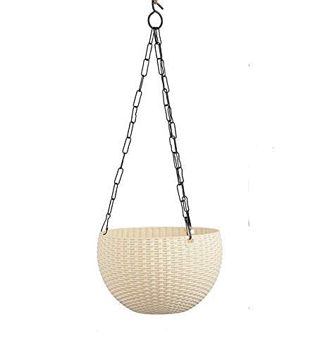 Pass Pass PASSPASSIndoor Hanging Planter Self Watering Hanging Basket Set with Drain Hole Plastic Hanging Pots for Plants Flowers Outdoor Balcony Patio Garden Home Decoration Pack of 2 - Image 2