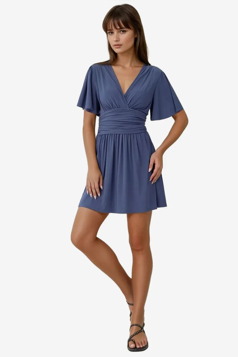 Hiccup V-Neck Short Sleeve Mini Dress