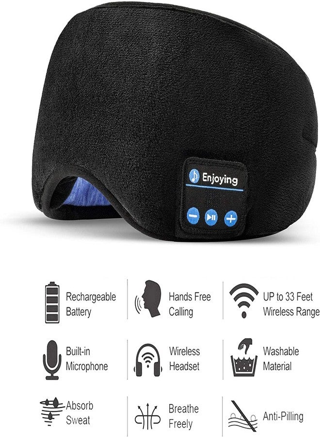 Adrohai Fabric Wireless Sleep Mask With Bluetooth Sleep Headphones Music Travel Sleeping Headset Music Sleep Eye Mask Travel Sleeping Mask For Women Men Sleep Eye Shades Wireless Eye Mask - Image 2