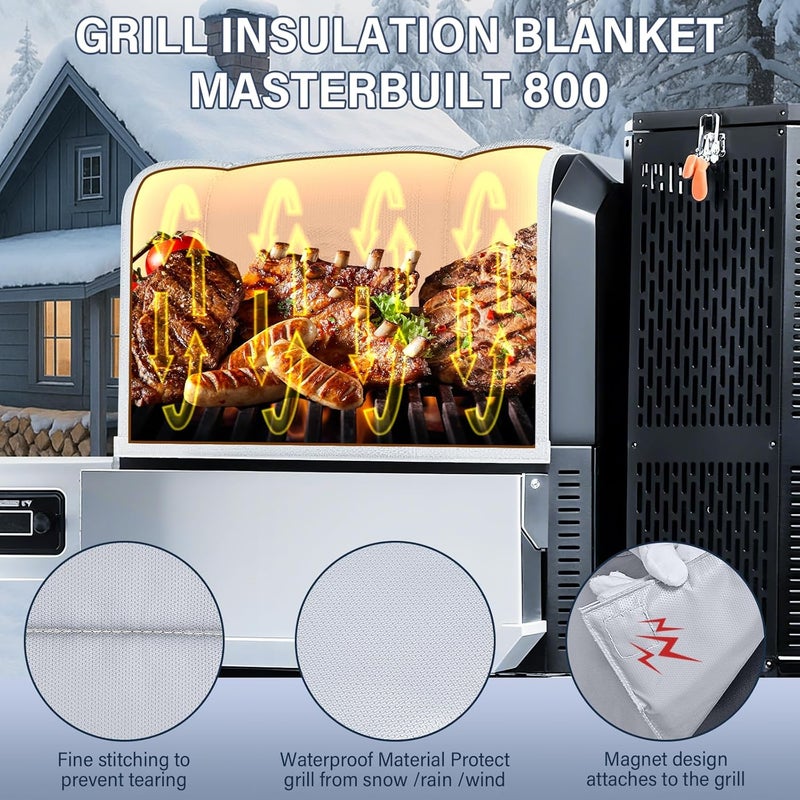 Utheer Grill Thermal Insulated Blanket for Masterbuilt Gravity Series 800 Charcoal Grill, fits MB20040221 Gravity Series Grill Smoker Insulation Blanket for Winter Cooking - Image 5
