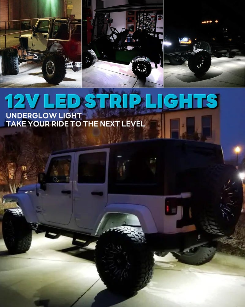 Miisiya 12V Led Light Strip Connectable 24Inch White Led Strip Lights for Car Golf Cart Motorcycle Boat Truck Cabinet Waterproof Led Light Strip,4Pack - Image 5