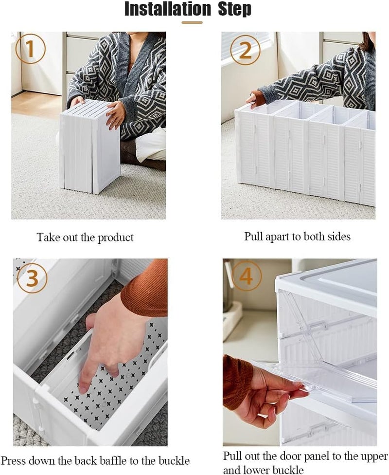 Home-Cloud HomeCloud Foldable Shoe Organizer Rack with Clear Drop-Front Doors, Collapsible Design for Easy Shoe Storage and Organization, Ideal for Entryway or Closet, Stackable & Space-Saving Solution (2_Tier) - Image 5