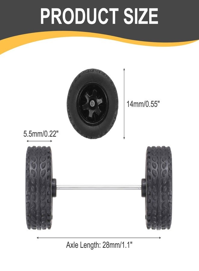 MECCANIXITY 4 Set 1/64 Wheels and Tires Set, Off-road Vehicles Real Riders Rims Includes Axles for RC Diecast Car DIY Model, Black Rims - Image 2